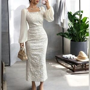 Elegant Cream Lace Dress